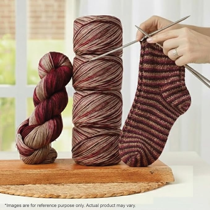 KnitPro Symfonie Fingering Weight Hand Dyed Variegated Yarn Skein | Extra Fine Merino Wool & Polyamide Blend for Knitting & Crocheting, Oeko-TEX Certified 400m, 100g | Terra Cafe Rose