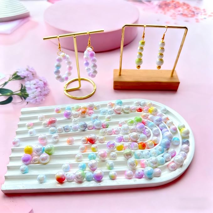 720Pcs 8mm Acrylic Round Beads for Jewelry Making, 24 Colors Pastel Two Tone Round Bead for Bracelets Making Kit Candy Plastic Bubble Gum Beads Loose Beads Bulk for DIY Necklace Crafts Phone Charm