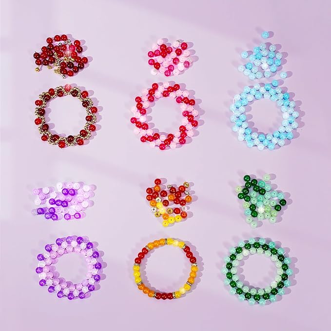 Sunlode Glass Beads for Bracelets 1400pcs Bracelet Making Kit 6mm Glass Bead for Jewelry Making Bracelet Beads 24 Colors Crystal Beads Adult Jewelry Making Supplies Round Glass Beads for Crafts