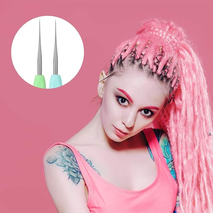 4 Pcs Dreadlock Crochet Hooks for Hair 0.5 mm 0.75 mm Dreadlock Crochet Needle Tools for Locs Braid Hair Weaving Craft Accessories
