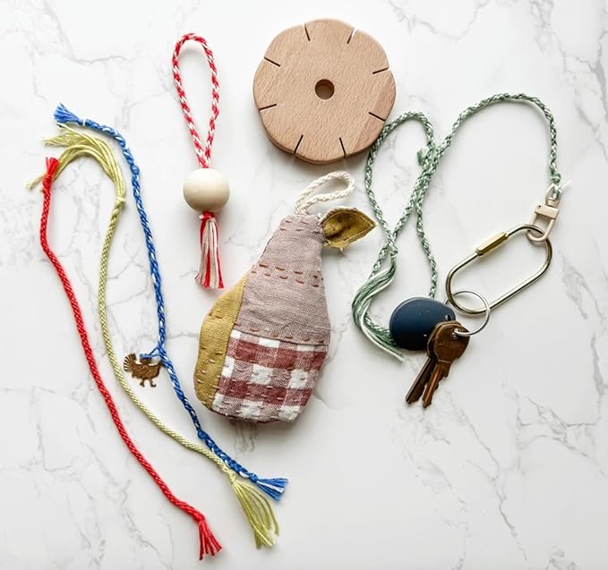 Grow Creative Kumi Wheel, Kumihimo Braided Bracelet Making Kit, Natural Materials - Wooden Disk, Cotton Embroidery Threads, Loom Jewelry Making Arts and Crafts Kit