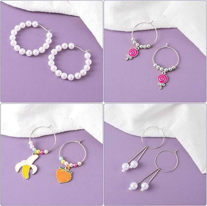 OIIKI 280PCS Earring Beading Hoops, 4 Sizes Silver Plated Hoop Earring Findings, Open Hoops, Metal Earring Rings, Round Earring Beading Decorative Accessories for DIY Jewelry Making, Parties
