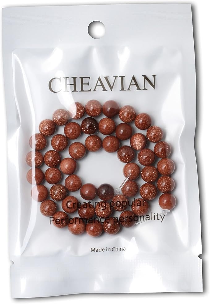 cheavian 45pcs 8mm gold sandstone gemstone round loose beads for jewelry making 1 strand 15"