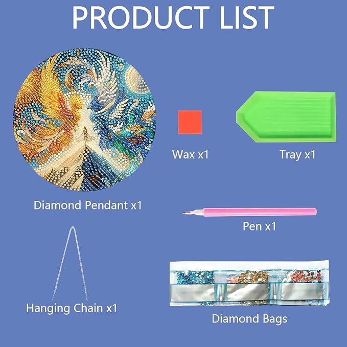 AIBOERL Diamond Art Hanging Kit for Adult,Special Shaped Rhinestone,Double Sided 5D DIY Acrylic Diamond Art Painting Window Pendants Home Garden Wall Hanging Kits Hanging Ornament (Phoenix7.17 X7.17)
