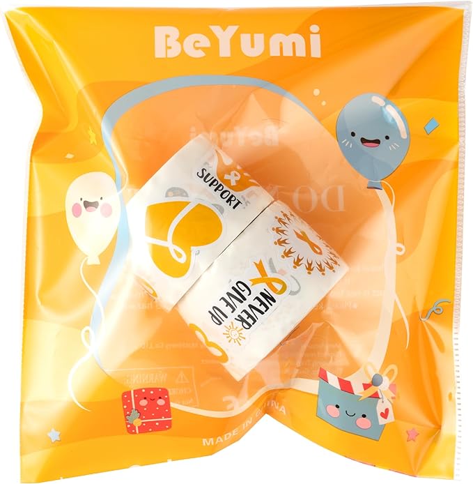 beyumi childhood cancer awareness sticker - 1000pcs pediatric cancer awareness stickers in 2 rolls waterproof vinyl gold ribbon decals school event campaign laptop bottle luggage decor for kids teens