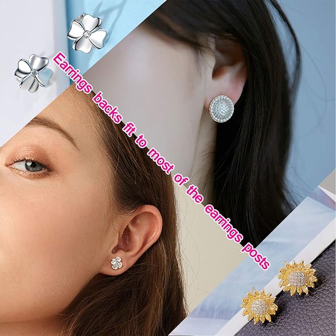 450pcs earring posts stainless steel flat pad,hypoallergenic stud earrings with butterfly and rubber bullet earring backs for jewelry diy making findings (silver) (silver)