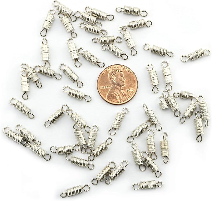 Barrel Screw Clasps 50PCS Silver Screw Barrel Jewelry Necklace Bracelet Clasps Connectors 4x13.5mm