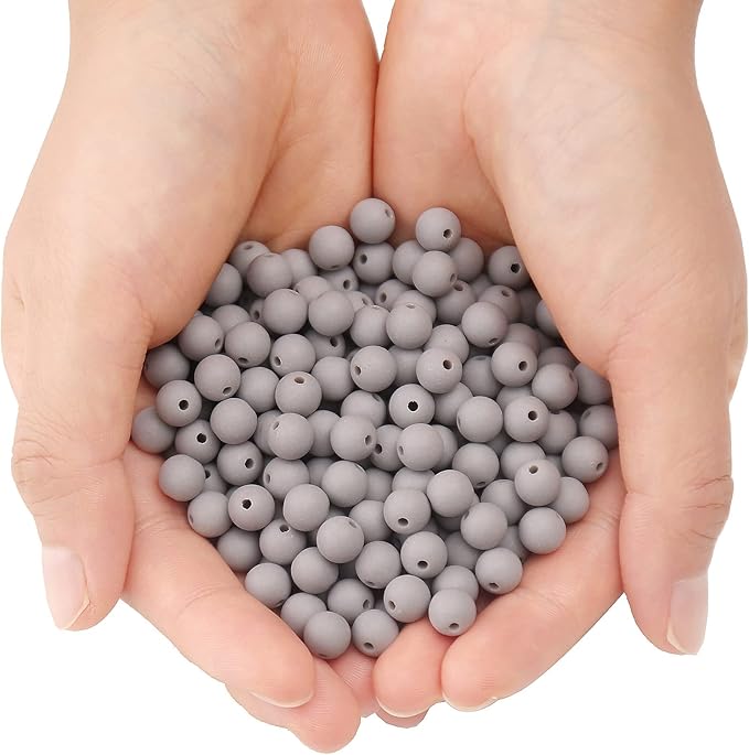 bonny boxx 1000pcs 6mm matte grey acrylic round beads, frosted plastic resin bubblegum balls chunky gumball beads for necklace and bracelet making, crafting supplies