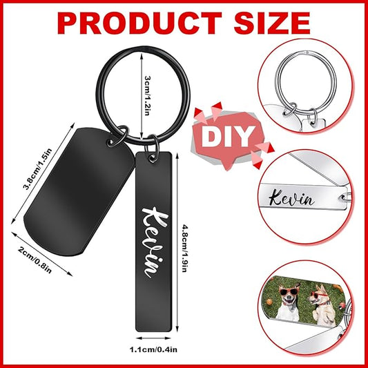 gisafai 30 pcs christmas engravable stainless steel keychain blank laser engraving blank key ring tag for diy craft xmas gift