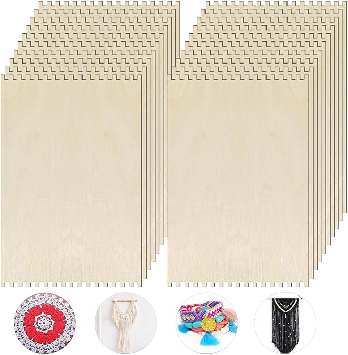 20 Pcs Beginners Wooden Loom Notched Weaving Loom Basket Weaving Tools for Kids Adult Art Craft Activity Jewelry Motor Skills Crochet Knitting Sewing Teaching Educational