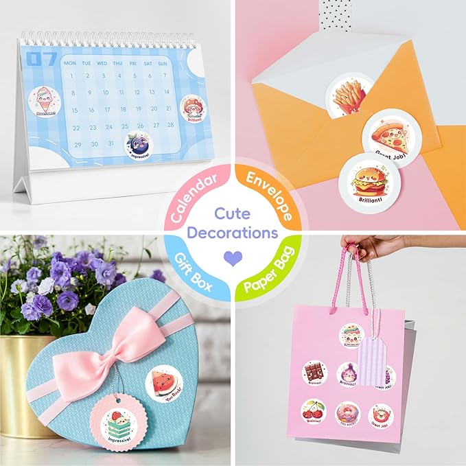 3 rolls cute food stickers for toddlers 2-4, 24 designs fruit/vegetable/snack stickers bulk for kids, 1500 pcs motivational vinyl stickers for teacher classroom prizes, homeschool supplies(1.0 inch)