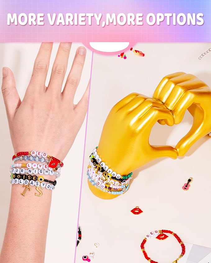Goldwise Friendship Bracelet Kit 6 Boxes-17417 Pcs 48 Colors Bracelet Making Kits with 15360 Pcs 4mm and 3mm Glass Seed Beads, 5 Styles Letter Beads and Number Beads with Charms, Gift, Birthday