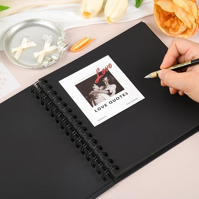 8x8 Inch Letters To The Bride Scrapbook Wedding Memory Book DIY Photo Album Blank Pages Scrapbook Bridal Shower Gifts(Black)