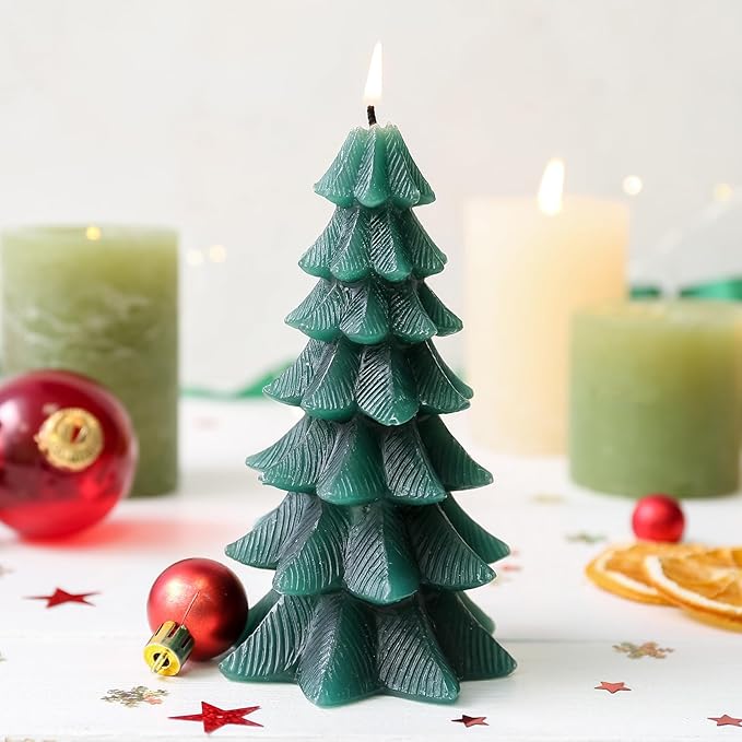 LemonRoad 10 Pcs Christmas Candle Mold Set Candle Silicone Molds Christmas Trees Santa Claus Xmas Hat Snowman Pine Shaped for Resin Soap Craft Cake Chocolate Making Kit Holiday Gift Decoration