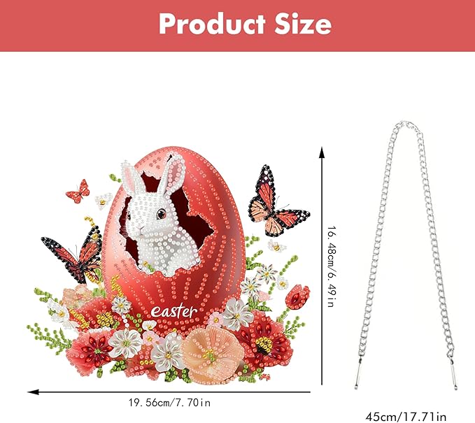 Miwixy Easter Hanging Diamond Art Kits for Adults,Rabbit Special Shaped Crystal Christmas Diamond Painting Ornament Kit DIY Double-Sided Pattern Window Pendant Gem Art Kit for Home Wall Decor