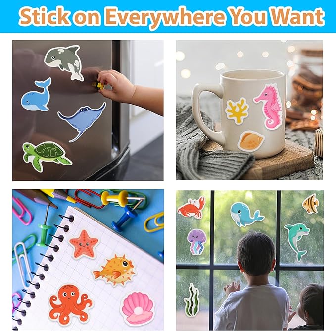 jelly sticker books for toddlers 2-4 years, under the sea stickers for kids 1-3, reusable sticker book for toddler stocking stuffers&travel essentials plane activities (under the sea)