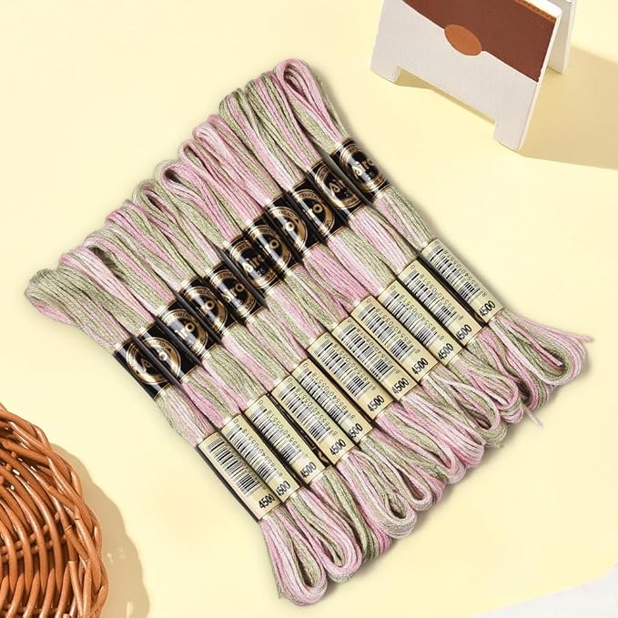 10 Skeins 6 Strands Pink Green Hand Variegated Embroidery Floss Gradient Cross Stitch Thread Friendship Bracelet String Yarn Bracelets Threads Bulk for Sewing Crochet Crafts Stitching DIY