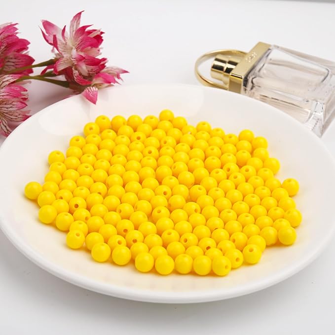 bonny boxx 100pcs 12mm smooth yellow acrylic round beads, plastic resin bubblegum balls chunky gumball beads for necklace and bracelet making, crafting supplies