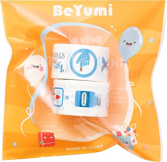 beyumi diabetes awareness ribbon stickers - 1000pcs blue gray ribbon diabetes awareness roll stickers in 2 rolls inspirational waterproof vinyl decals for school event campaign laptop bottle decor kid