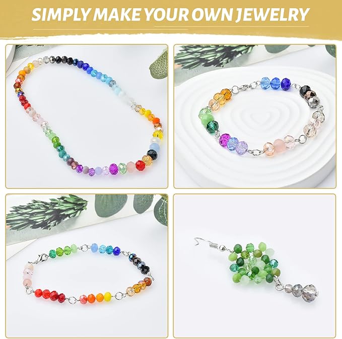 Mixed 4/6/8mm Round Rondelle Beads 1000pcs Lampwork Briolette Glass Crystal Beads for Jewelry Making Kit,Bracelets,Necklaces,Earrings(Multicolor)