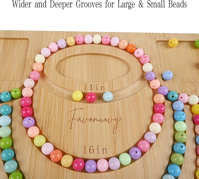 Favonuovy Bead Boards for Jewelry Making with 5 Sizes Bamboo Necklace Making Beading Tray 11" 16” 20” 25” 29" Wooden Necklace Sizer Measurement Design Mat Tool