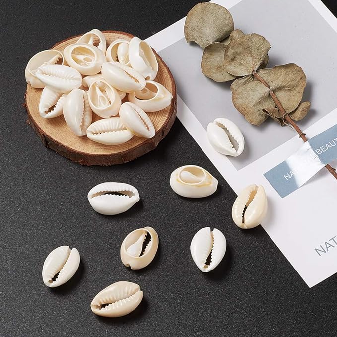 Cheriswelry 340pcs/500g Cowrie Shell Beads Natural Spiral Seashell Beach Shell Loose Spacer Beads Smooth Cut Cowrie Charms for DIY Bracelet Jewelry Making Vase Filler Fish Tanks Decor 18~20mm