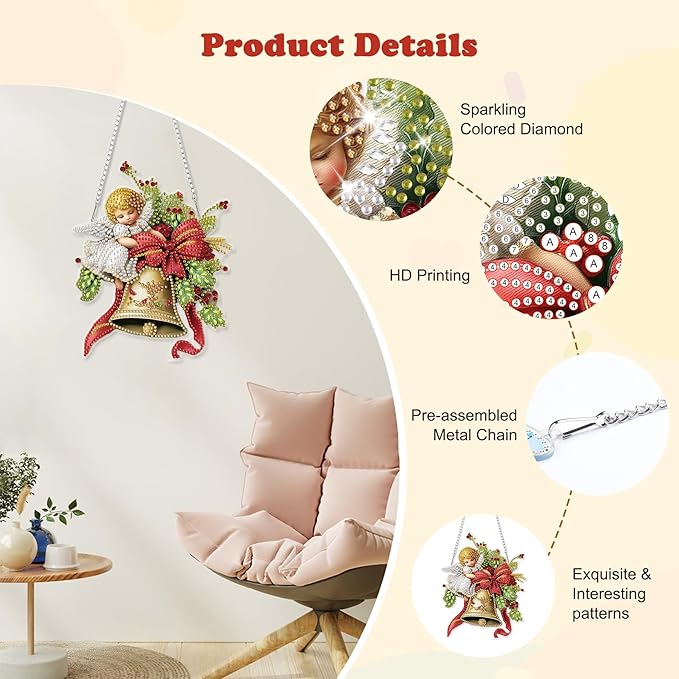 HEIBAGO Angel Diamond Art Hanging Kits for Adults Kids, 5D Special Shaped Crystal Diamond Painting Kit Cupid, DIY Pattern Window Pendant Gem Art Kit for Home Wall Decor 8.3 x 8.3 Inch