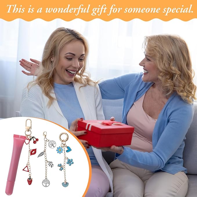 Tondiamo 443 Pcs Charms Lip Gloss Keychain Making Kit DIY Bag Charm Jewelry Chain Including 150 Charms 40 Extender Chain 40 Keychain Clips 200 Jump Ring Jewelry Plier for DIY Crafts Women