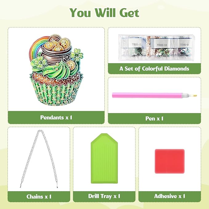 GHHKUD Cake Diamond Art Hanging Kit for Adults, DIY Double Sided Diamond Painting Hanging Valentines Lollipops Kits Adults, Special Shaped Acrylic Ornaments Pendants for Window Home Garden Wall