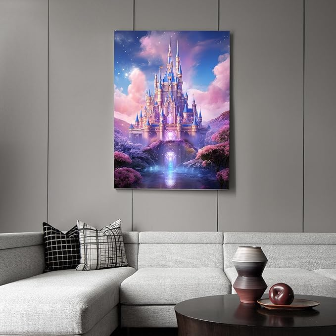 Fountor Diamond Art Kits for Adults Beginners, DIY Castle Diamond Painting Kits Cartoon for Adults, Cartoon Castle Gem Art Kits for Gift Home Wall Decor 12x16 inch