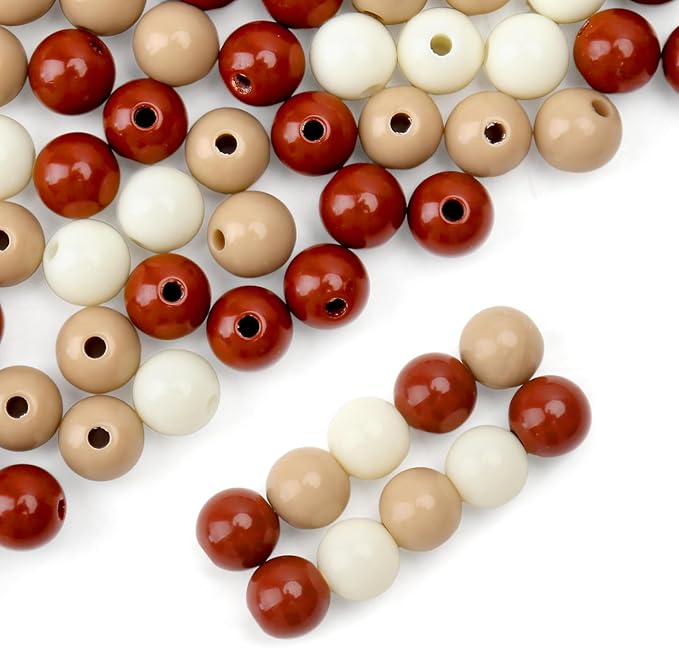 bonny boxx 60pcs 16mm mixed color acrylic round beads, assorted plastic loose gumball bubble gum beads bulk with hole for jewelry diy making crafting supplies (coffee series)