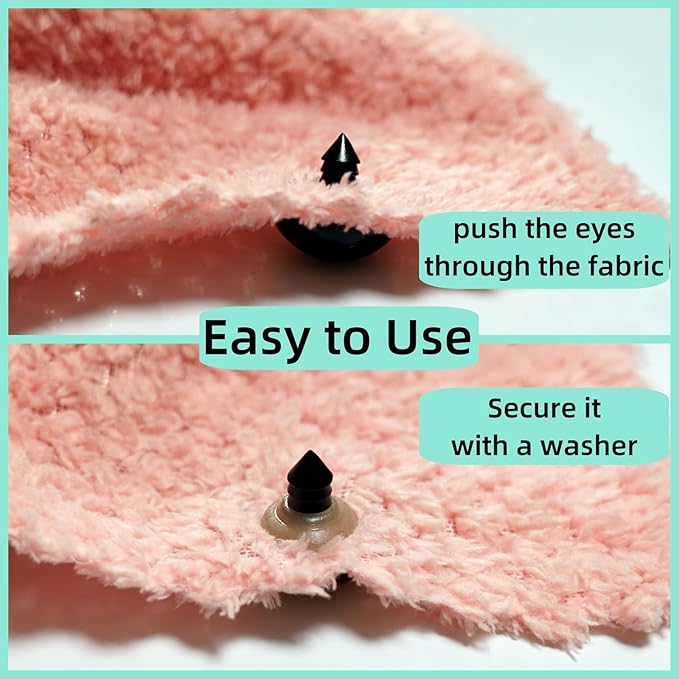 Hukiwow 200Pcs 20mm Safety Eyes for Crocheting with Washers Large 20 mm Safety Eyes Big Plastic Crochet Eyes Black Craft Eyes for Animals Doll