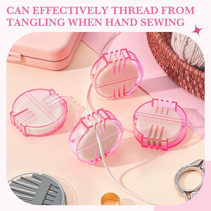 Maitys 4 Pcs Thread Wax Thread Conditioner Beeswax for Hand Sewing Embroidery Beeswax Floss Conditioner for Quilting Sewing Strengthening Line Embroidery Wax (White,Pink Case)