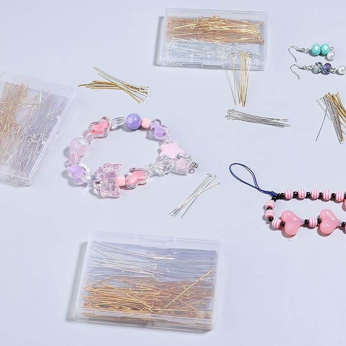 200 Pcs 50mm Straight Head Pins for Craft Earring Bracelet Necklace Pendant DIY Jewelry Making, Silver Color