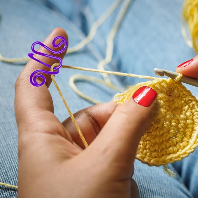 Crochet Ring,4 PCS Crochet Tension Ring for Finger,Handmade Tension Rings for Crocheting,Yarn Tension Ring for Crocheting and Knitting,Adjustable Size Knitting Crochet Ring Kit for Finger with Box
