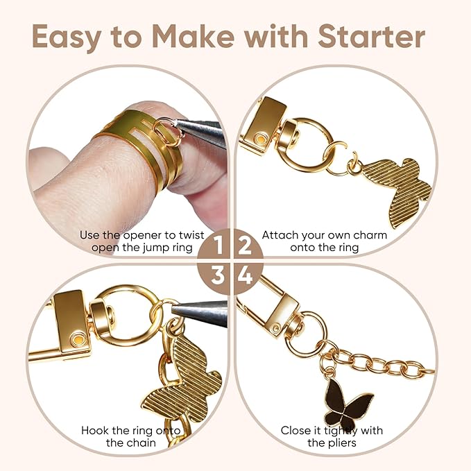 WDXIUE Keychain Making Kit, Charms Lip Gloss Key Chain Bracelet Design Set, Cute & Friendship Jewelry Making Kit, DIY Make 24 Set Keychain for Beginners