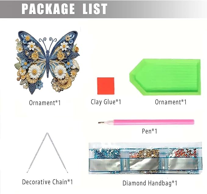 TSRUVYL Butterfly Diamond Art Painting Kit for Adults, 3D Hanging Diamond Art Suncatchers, Cute Diamond Art Painting Crafts Gift, DIY Special Shaped Gem Crystal Ornament(Blue-Butterfly)