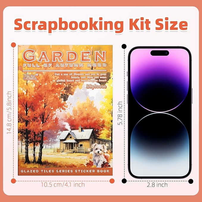 Autumn Filled The Garden Sticker Scrapbooking Supplies for Junk Journal, 20 Sheets PET Stickers - Vintage Journaling Stickers, Ephemera Sticker Book Pre Cut(TZ-009-003)