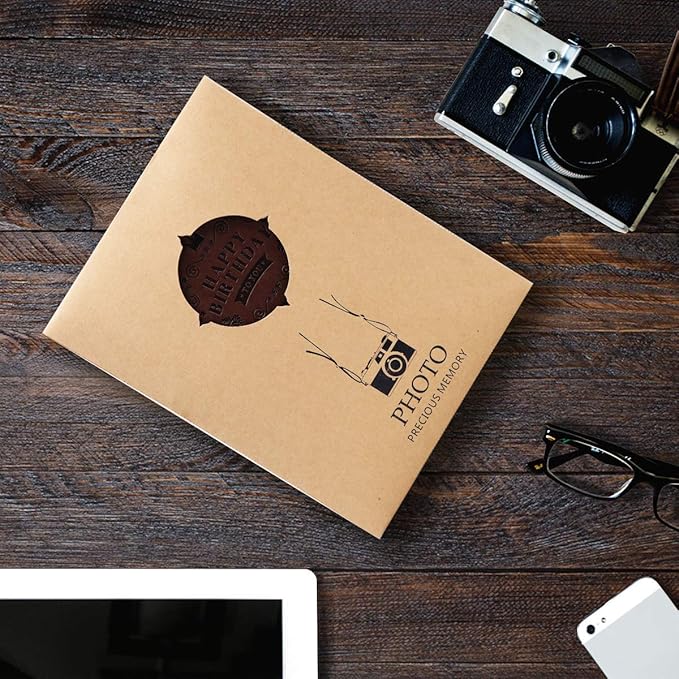ThxMadam Leather Scrapbook Album 60 Pages Vintage Love Photo Album,11 * 8.1 Inch Scrapbook for Couples-DIY Memory Book,Birthday/Wedding Guest Book Gift for Anniversary Mother's Day