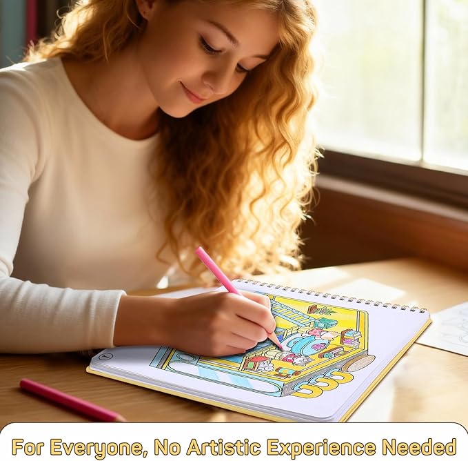Women's Coloring Book, 30 Pages Cartoon Scene Coloring Books for Adult to Relax and Relieve Anxiety, Gift for Mother's Day, Birthdays, Christmas, Anniversaries