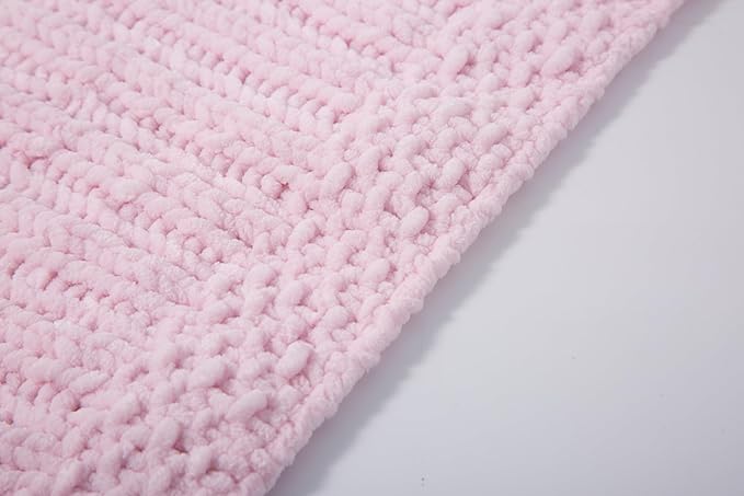 3PCS 3.5oz Chenille Yarn for Blankets Amigurumi: Soft Velvet Baby Yarn Blanket Knitting and Crocheting Bulky 5# Yarn 3 Skeins of 100g (Pink)