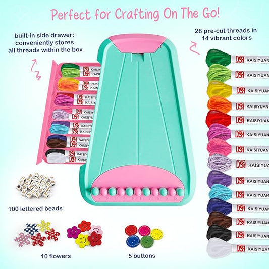 bracelet making kit for girls - friendship bracelet kit - christmas gifts for ages 6 7 8 9 10 11 12 year old girl birthday gifts, arts and crafts for kids ages 8-12 teen bracelets diy maker light blue