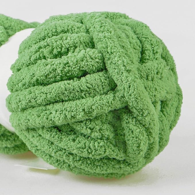 Avocado Green Chunky Chenille Yarn for Crocheting Bulky Thick Fluffy Yarn for Knitting,Super Bulky Hand Blanket, Soft Plush Yarn Crochet Carpet/Scarf/Cushion/ 8 Jumbo Pack(63.76oz/197.68yd