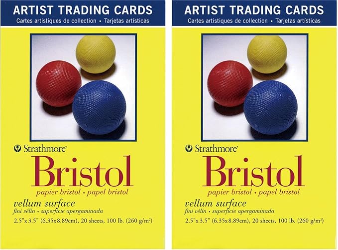 Strathmore Artist Trading Cards Vellum Bristol Paper, 2.5x3.5 inches, 20 Cards (100lb/270g) - Artist Paper for Adults and Students (Pack of 2)