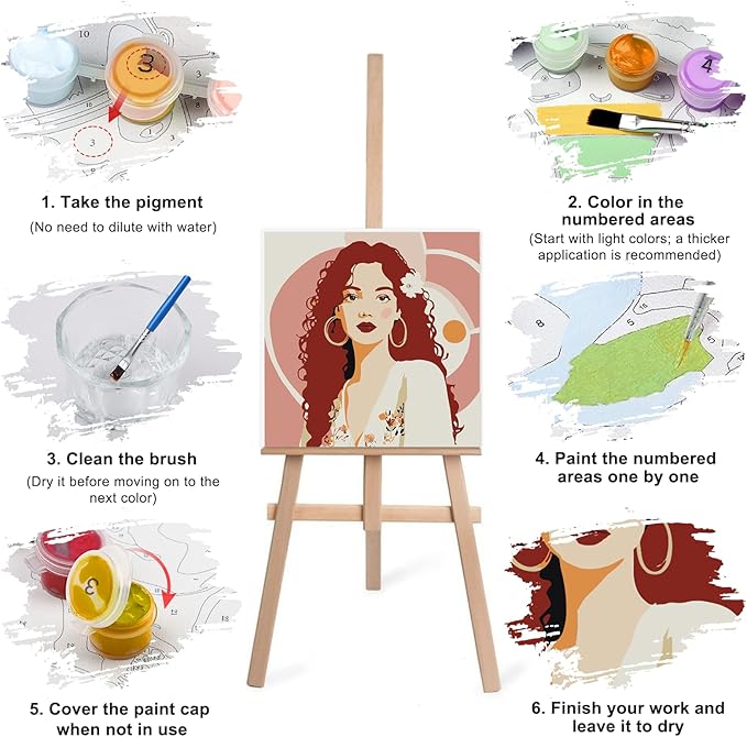 Lxmsja 4 Pack Pastel Goddesses Paint by Numbers Kit for Adults, Easy Framed Paint by Numbers for Adults Beginner, DIY Acrylic Oil Painting Craft Kits for Home Wall Decor 8x8 inch