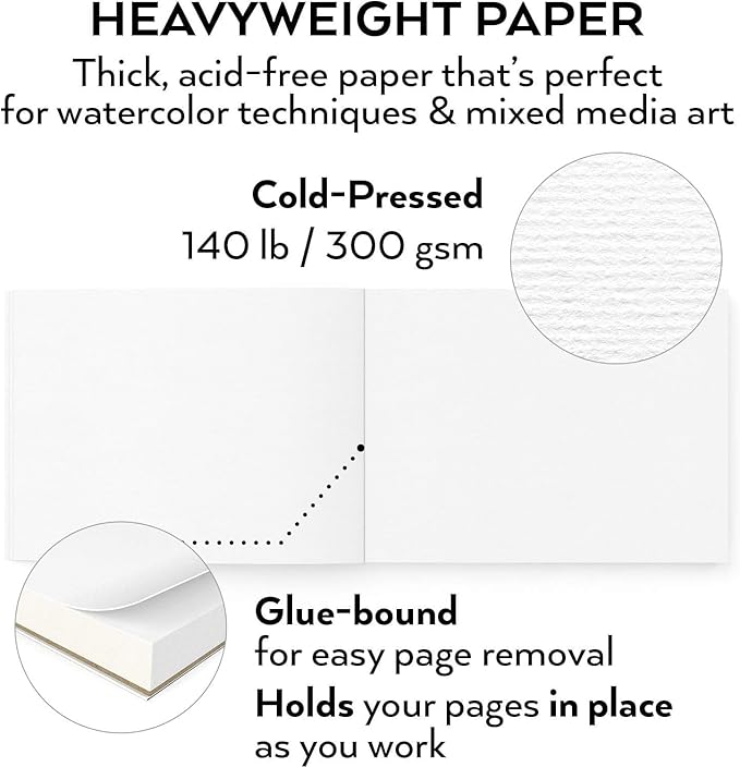 9"x12" Watercolor Sketchbook, 32 Sheets Watercolor Notebook, 140 lb / 300 GSM Watercolor Paper Sketchbook, Pack of 1, Cold Press, Watercolor Paper Pad, Water Color Paper for Artists & Professionals.