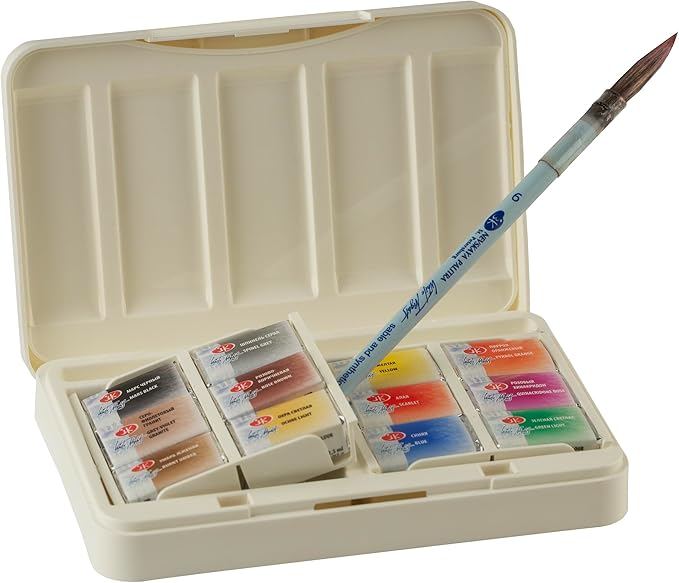 White Nights Professional Watercolor Set – Animalistics Edition | 12 Full Pans (2.5ml) | Extra Fine Artist-Grade, High-Pigment, Vibrant & Lightfast Colors by Nevskaya Palitra
