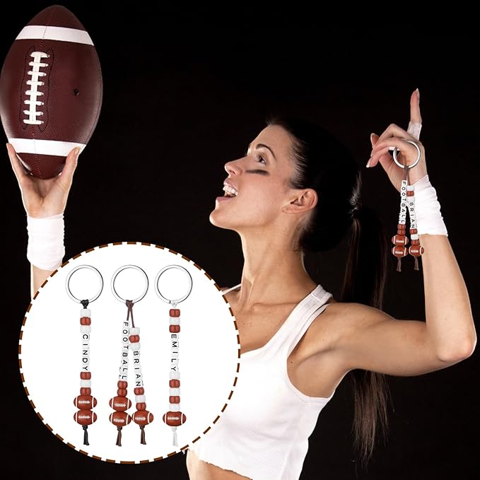 Landical 564 Pcs Football Keychain Making Kit DIY Football Bead Key Chain Craft Adjustable Sport Letter Bead Charm Sport Theme Party Favor Gift Backpack Accessories Holiday Decoration(Dark Color)