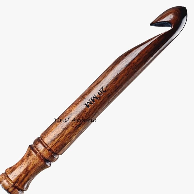 Wooden Crochet Hook – 20mm Jumbo Bamboo Hook for Chunky Yarn, Smooth Ergonomic Handmade Crochet Tool for Knitting, Weaving, Yarn Crafts, DIY Projects, Beginners & Expert Crafters