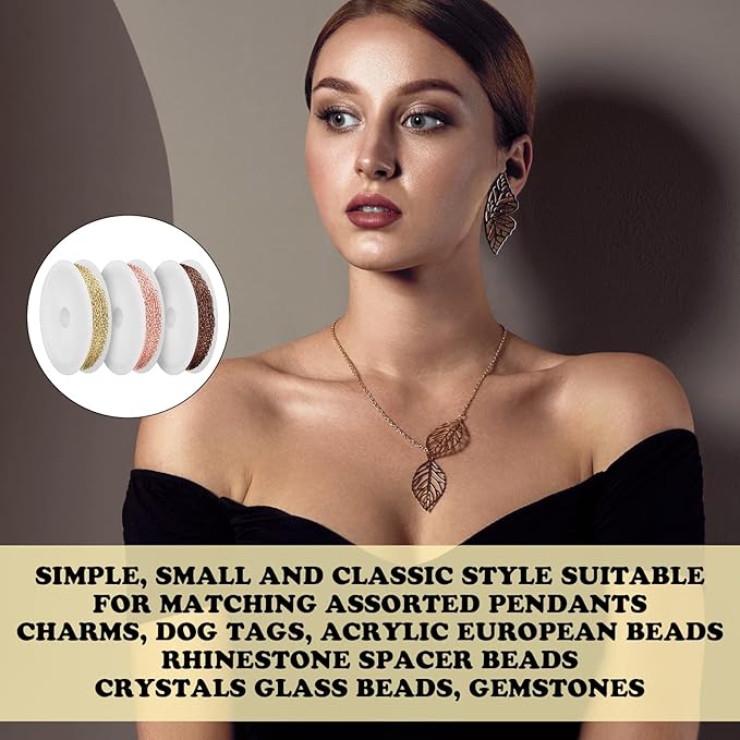 kenning 12 rolls 120 feet 2 mm jewelry making chains link roll bulk 12 colors necklace chains with 120 lobster clasps and 50 jump rings for diy earring bracelet jewelry making supplies